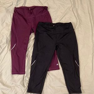 2 pair of Road Runner Sports R-gear running tights capris compression size M
